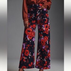 Anthropologie Floral Velvet Colette Pant